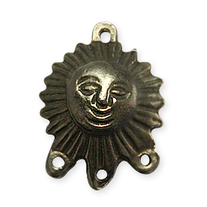Charm, Pewter with Aztec Sun Face in Dark Antique Bronze