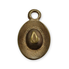 Charm, Pewter Cowboy Hat in Antique Brass Finish