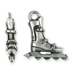 Charm, Pewter Roller Blades in Antique Silver Finish