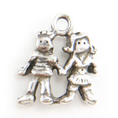 Charm, Pewter Boy and Girl Figure in Antique Pewter Finish