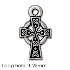 Tierracast Pewter Charm, 15x8.75mm Celtic Cross - Antique Silver