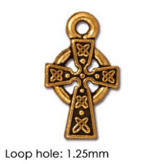 Tierracast Pewter Charm, 15x8.75mm Celtic Cross - Antique Gold