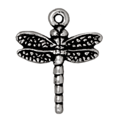 Tierracast Charm, Dragonfly - Antique Silver