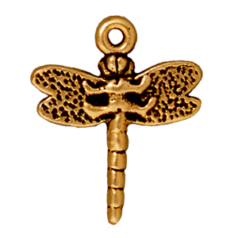 Tierracast Pewter Charm, 20.5x16mm Dragonfly - Antique Gold