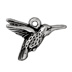 Tierracast Pewter Charm, 14x19mm Hummingbird - Antique Silver