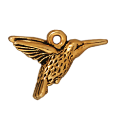 Tierracast Pewter Charm, 14x19mm Hummingbird - Antique Gold