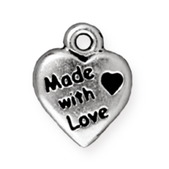 Tierracast Charm, Made with Love - Antique Silver