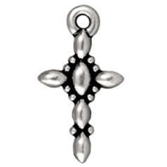 Tierracast Pewter Charm, 18.5x10mm Decorative Cross - Antique Silver
