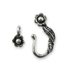 Clasp, Antique Pewter Toggle, 21mm w/Leaf and Flower