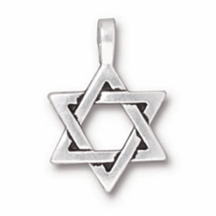 Tierracast Pewter Charm, 25x17mm Large Star of David - Antique Silver