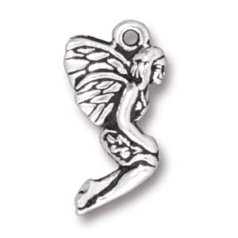 Tierracast Pewter Charm, 21x10.5mm Leaf Fairy - Antique Silver