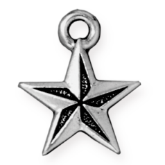 Tierracast Pewter Charm, 18x15mm Nautical Star - Antique Silver