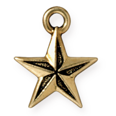 Tierracast Pewter Charm, 18x15mm Nautical Star - Antique Gold*