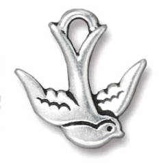 Tierracast Pewter Charm, 17.5x16.5mm Swallow - Antique Silver