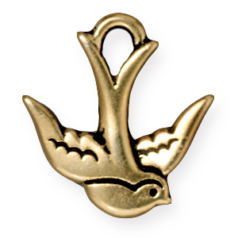 Tierracast Pewter Charm, 17.5x16.5mm Swallow - Antique Gold