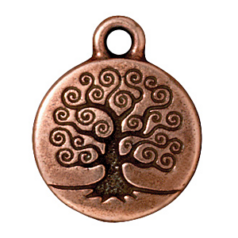 Tierracast Pewter Charm, 15mm Round Tree of Life - Antique Copper