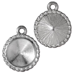 Tierracast Pewter Rivoli Frame, 12mm Beaded Round  - Rhodium