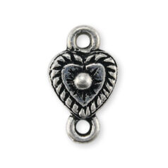 Connector, Pewter 8.3x6,6mm Heart with 2 Loops in Antique Silver Finish