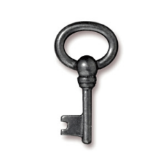 Tierracast Pewter Charm, 24x12mm Oval Key - Black