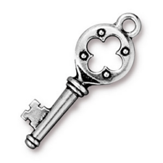 Tierracast Pewter Pendant, 32.25x12mm Quatrefoil Key - Antique Silver