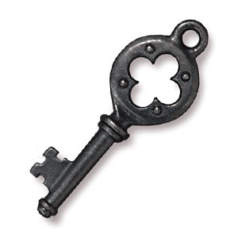 Tierracast Pewter Pendant, 32.25x12mm Quaterfoil Key - Black