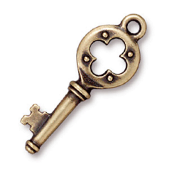 Tierracast Pewter Pendant, 32.25x12mm Quaterfoil Key - Brass Oxide