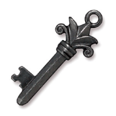 Tierracast Pewter Pendant, 33.5x13mm Fleur - Black