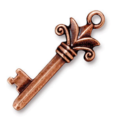 Tierracast Pewter Pendant, 33.5x13mm Fleur - Antique Copper