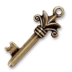 Tierracast Pewter Pendant, 33.5x13mm Fleur - Brass