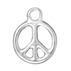 Tierracast Pewter Charm, 12mm Round Peace Sign - Rhodium