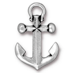 Tierracast Pewter Pendant, 27x17.5mm Anchor Pendant - Antique Silver