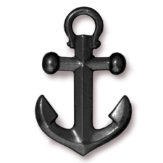 Tierracast Pewter Pendant, 27x17.5mm Anchor Pendant - Black
