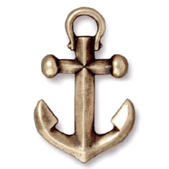 Tierracast Pewter Pendant, 27x17.5mm Anchor Pendant - Brass Oxide