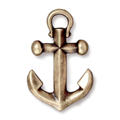 Tierracast Pewter Pendant, 19x12mm Anchor - Brass