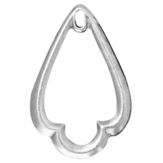 Tierracast Pewter Pendant, 32x20mm Trefoil - Bright Rhodium
