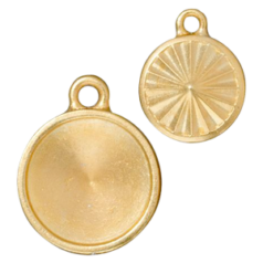 Tierracast Pewter Charm, 14mm Faceted Rivoli - Bright Gold