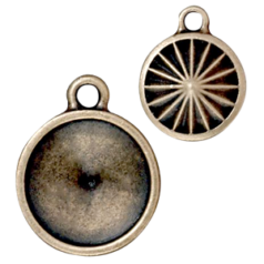 Tierracast Pewter Charm, 14mm Faceted Rivoli - Brass Oxide