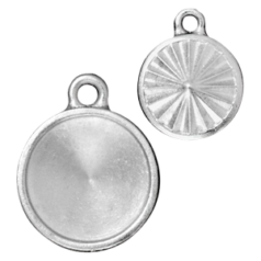 Tierracast Pewter Charm, 14mm Faceted Rivoli - Bright Rhodium