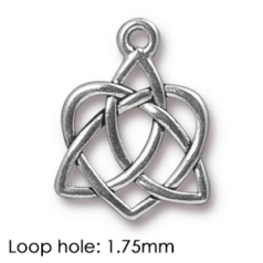 Tierracast Pewter Pendant, 21x16mm Celtic Open Heart - Antique Silver