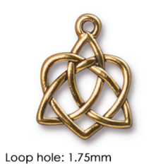 Tierracast Pewter Pendant, 21x16mm Celtic Open Heart - Antique Gold