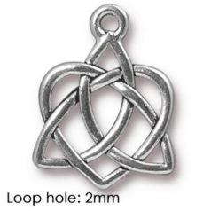 Tierracast Pewter Pendant, 27x21mm Celtic Open Heart - Antique Silver