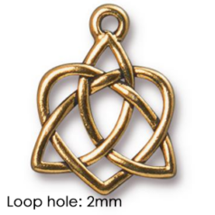 Tierracast Pewter Pendant, 27x21mm Celtic Open Heart - Antique Gold