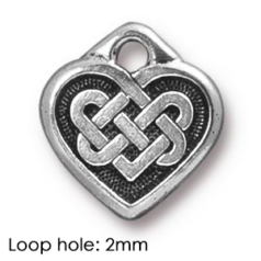 Tierracast Pewter Charm, 14x13mm Celtic Heart - Antique Silver