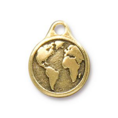 Tierracast Charm,  20.5x16.5mm Earth (Loop size: 2mm) - Antique Gold
