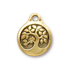 Tierracast Pewter Charm,  19.5x16mm Bird in a Tree - Antique Gold