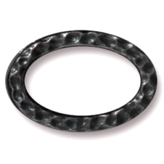 Tierracast Pewter Link, 18x12.5mm Hammertone Oval Ring (inside 13.5x8mm)-- Black