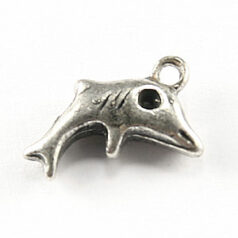 Charm, Pewter 10x5mm Dolphin in Antique Pewter Finish