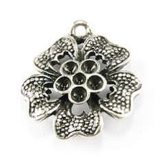 Charm, Pewter 16mm Flower in Antique Pewter Finish