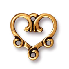 Tierracast Pewter Link, 13x13mm 3 to 1 Vine Heart - Antique Gold