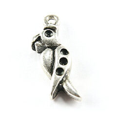 Charm, Pewter 16x6mm Parrot in Antique Pewter Finish